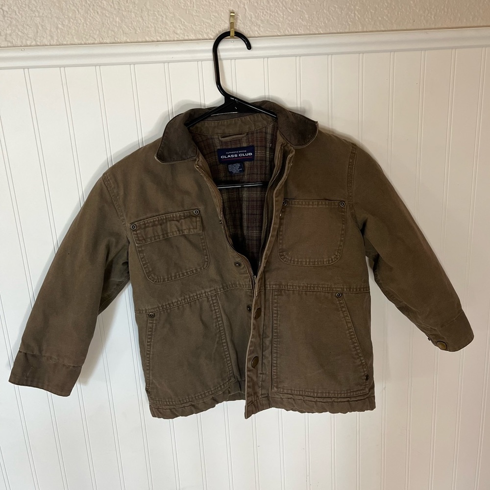 BOYS JEAN JACKET, BOYS SIZE 6, JEAN JACKET, BROWN